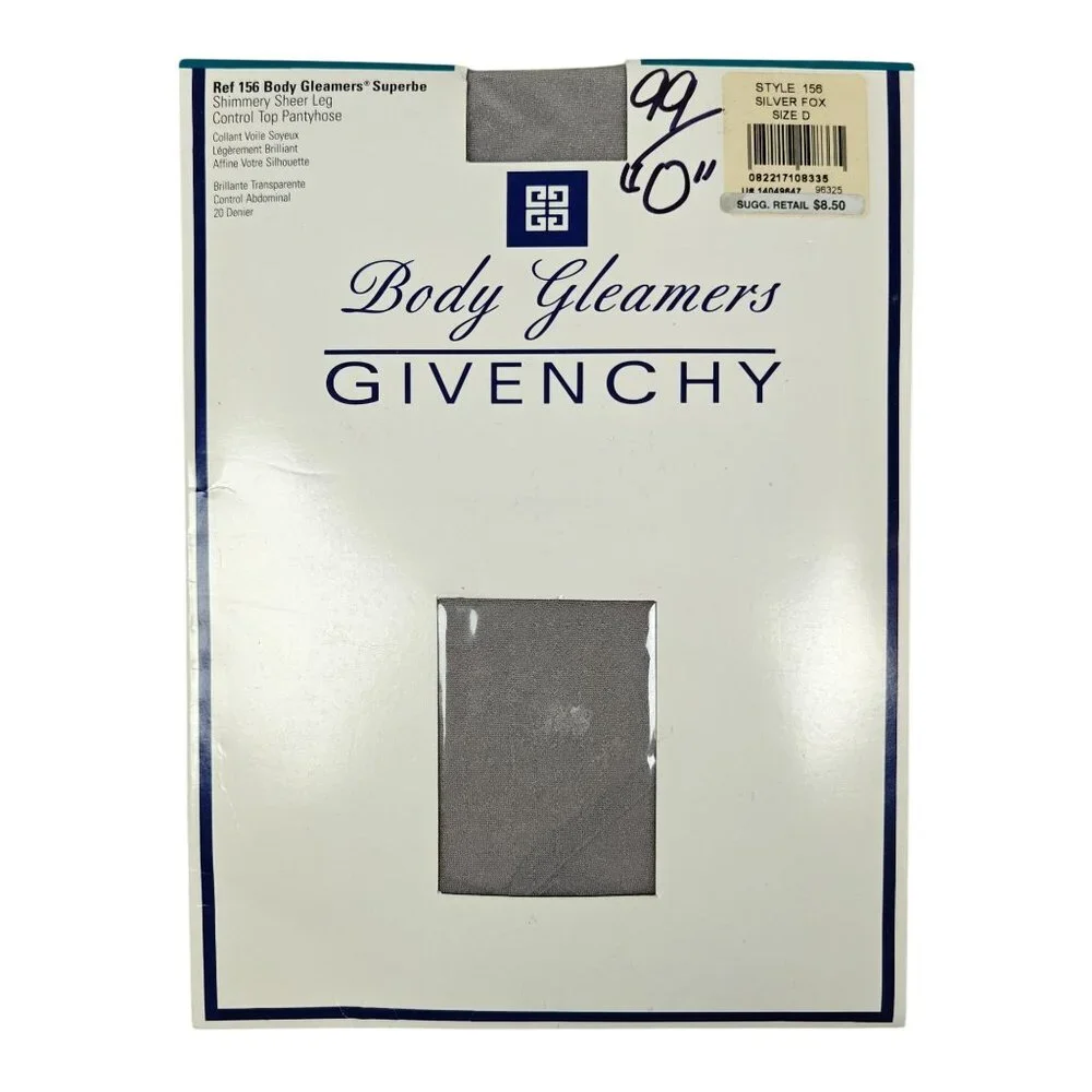 Vintage Givenchy Body Gleamers Superb Control Top Pantyhose Silver Fox Size D - Picture 1 of 3